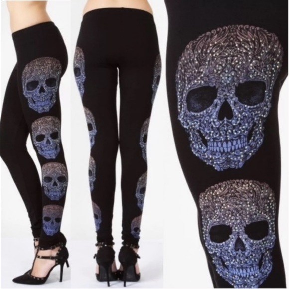Vocal Pants - Vocal Crystal Sugar Skull Black Leggings ✨M✨